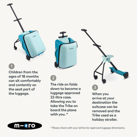 Micro Scooters Eazy Ride On Luggage / Suitcase - Blue