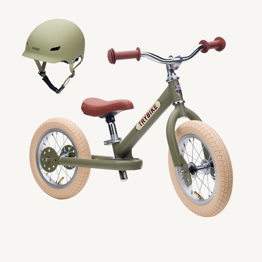 Trybike Steel Balance Trike - Matte - Vintage Green