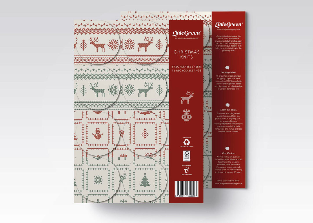 Retro Festive Knits Recyclable Wrapping Paper & Tags - All Mamas Children